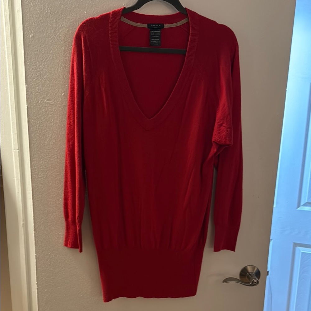 Talula V-Neck Red Knit Sweater